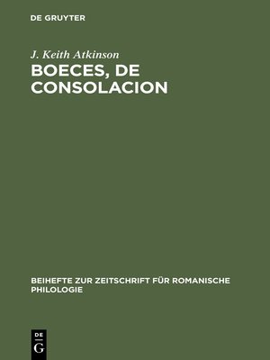 cover image of Boeces, De Consolacion